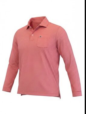 Vineyard Vines Red & White Striped Long-Sleeve Polo